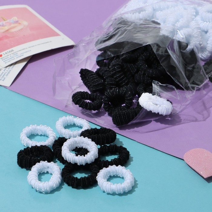 Резинка для волос Резинка для волос "Махрушка" (набор 100 шт) классика, 2,5 см, чёрный белый