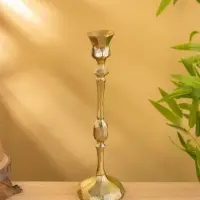 Подсвечник "Грани" алюминий 30 см, цв. золото