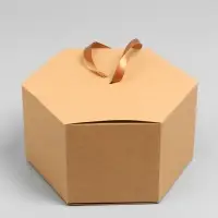 Коробка подарочная шестигранная, с окном, крафтовая, 10&times;30&times;17 см