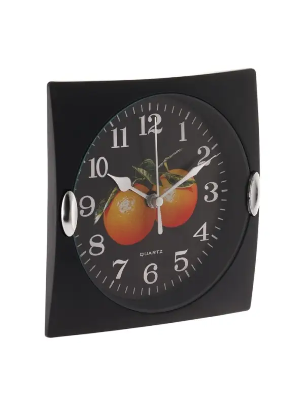 Часы настенные для кухни &laquo;Фрукты&raquo;, для дома и дачи, 15&times;15 см, d=13 см, чёрные
