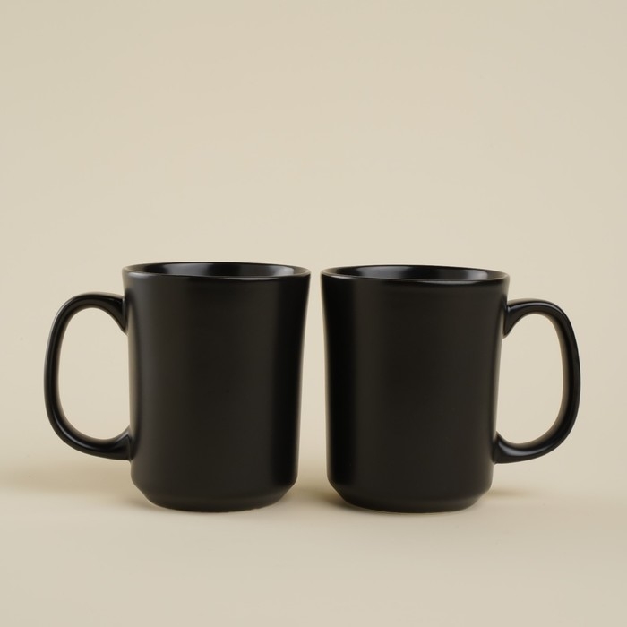 Набор кружек фарфоровых SL Home «Дарк», 400 мл, цвет чёрный Набор кружек фарфоровых SL Home «Дарк», 400 мл, цвет чёрный