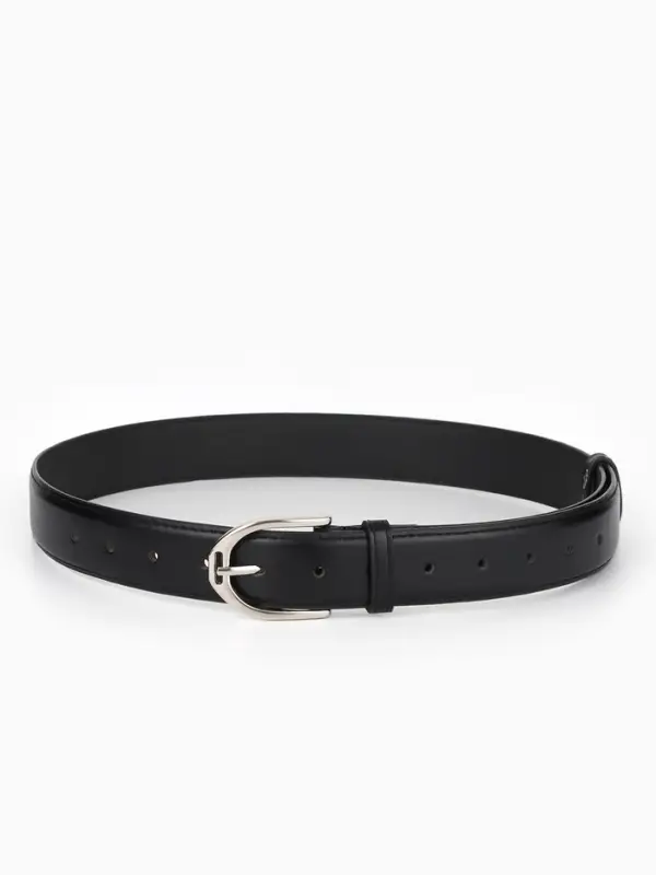 Ремень женский, 3.5&times;110 см, 1 прокол, серебристая пряжка, без винта, чёрный