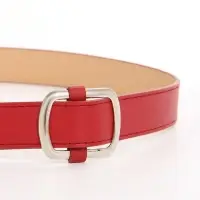 Ремень женский, 110&times;2.7 см, пряжка-затяжка металл, серебристая, красный