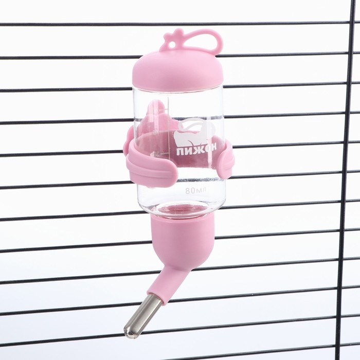 Поилка для грызунов Поилка для грызунов "Пижон", 80 мл, розовая
