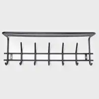 Вешалка настенная с полкой &laquo;Комфорт 7&raquo;, 7 крючков, 61&times;20&times;8 см, чёрная