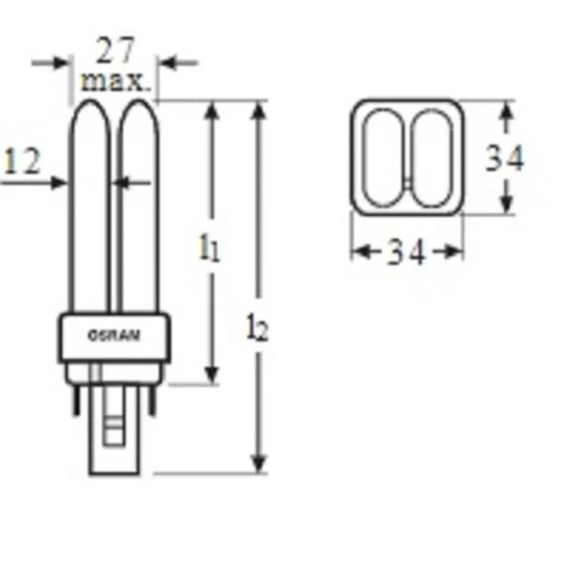Лампа люминесцентная КЛЛ OSRAM CFL DULUX D 26W/840 G24D-3 123047