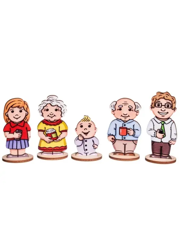 Дидактический материал &laquo;Дружная семья&raquo;, 18 деревянных фигурок