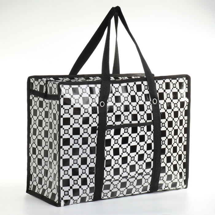 Сумка хозяйственная на молнии, цвет чёрный/белый Сумка хозяйственная на молнии, цвет чёрный/белый