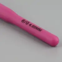 Крючок для вязания, с пластиковой ручкой, d=4 мм, 14 см, фиолетовый
