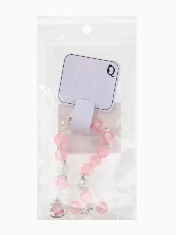 Браслет с подвесками &laquo;Сахарный. Звезда&raquo;, шар №10/8, d=6 см, розовый, белый матовый в серебре