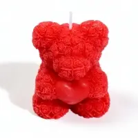 Свеча декоративная "Мишка" 6,5х4,7х8 см, 8 ч, красный