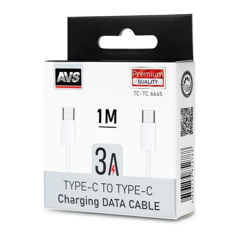 Кабель AVS Type-C /Type-C ( 1м ) TC-TC 6645 (PD45W)
