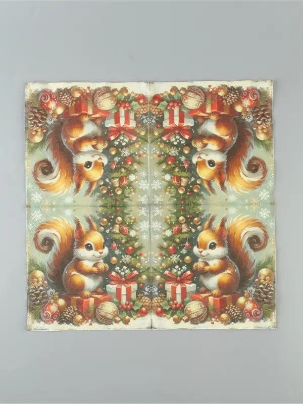 Салфетки новогодние бумажные &laquo;Три орешка&raquo;, 33&times;33, 3 слоя, 20 шт.