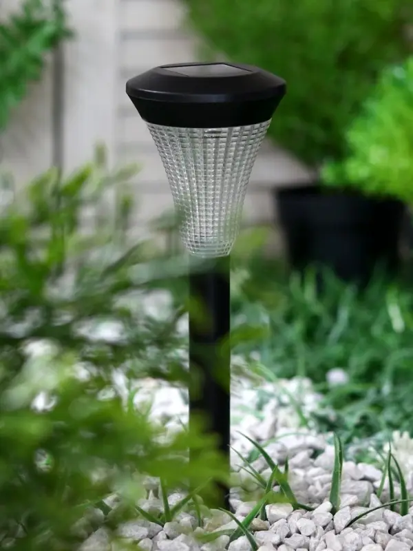 Садовый светильник &laquo;Рифлёный конус&raquo;, уличный, на солнечной батарее, 1 LED, свечение белое