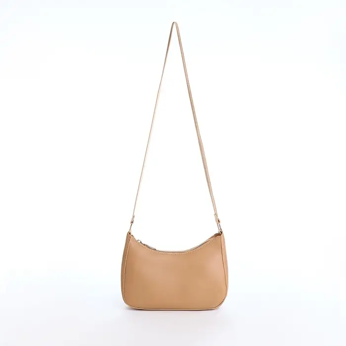 Сумка женская багет на молнии, 20&times;6.5&times;15 см, бежевая