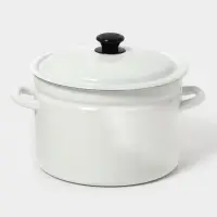 Кастрюля эмалированная, 8 л, d=26.4 см, с крышкой, без декора, белая