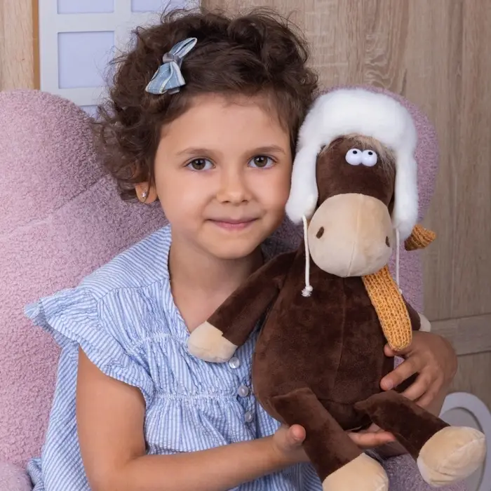 Мягкая игрушка «Конь Василий в ушанке и шарфе», 27 см