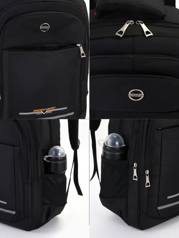 Рюкзак молодёжный, со светоотражающей полосой, 2 отдела, 4 кармана, 37&times;17&times;54 см, чёрный