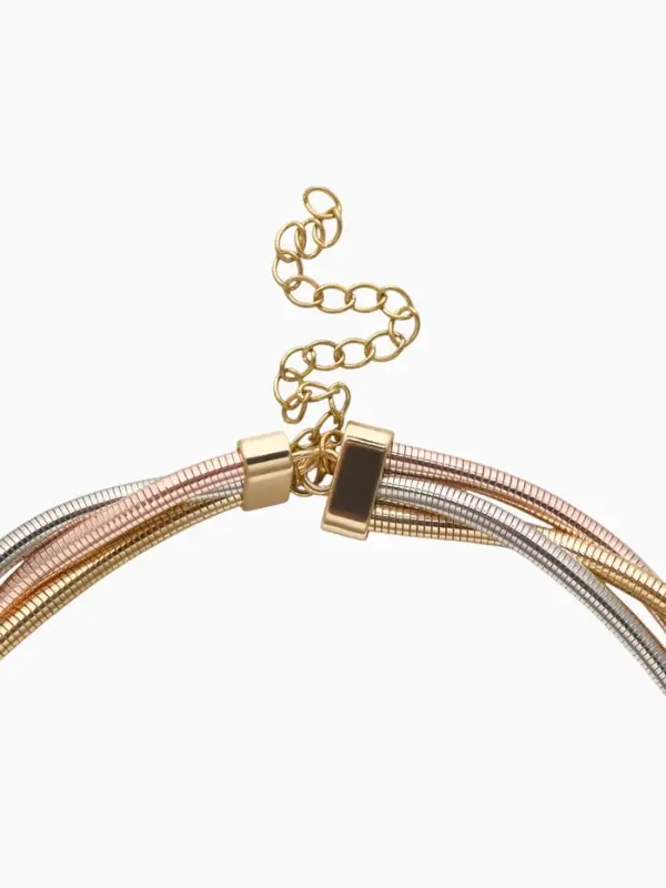 Чокер «Многослойный» крупный металлический, разноцветный