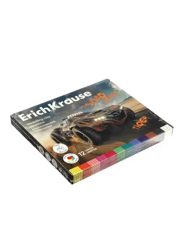 Пластилин 12 цветов ErichKrause Road Beast, со стеком, 180 г