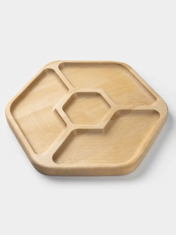 Менажница Доляна &laquo;Ромб&raquo;, 27&times;27 см, 4 секции, дерево берёза