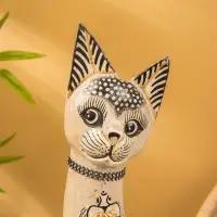 Сувенир &laquo;Кошка&raquo;, белая, 60&times;12&times;6 см, дерево, МИКС