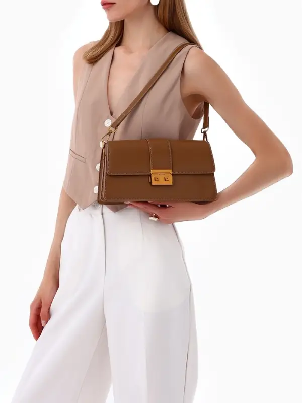 Сумка женская мессенджер TEXTURA на клапане, 26&times;8.5&times;14 см, светло-коричневая