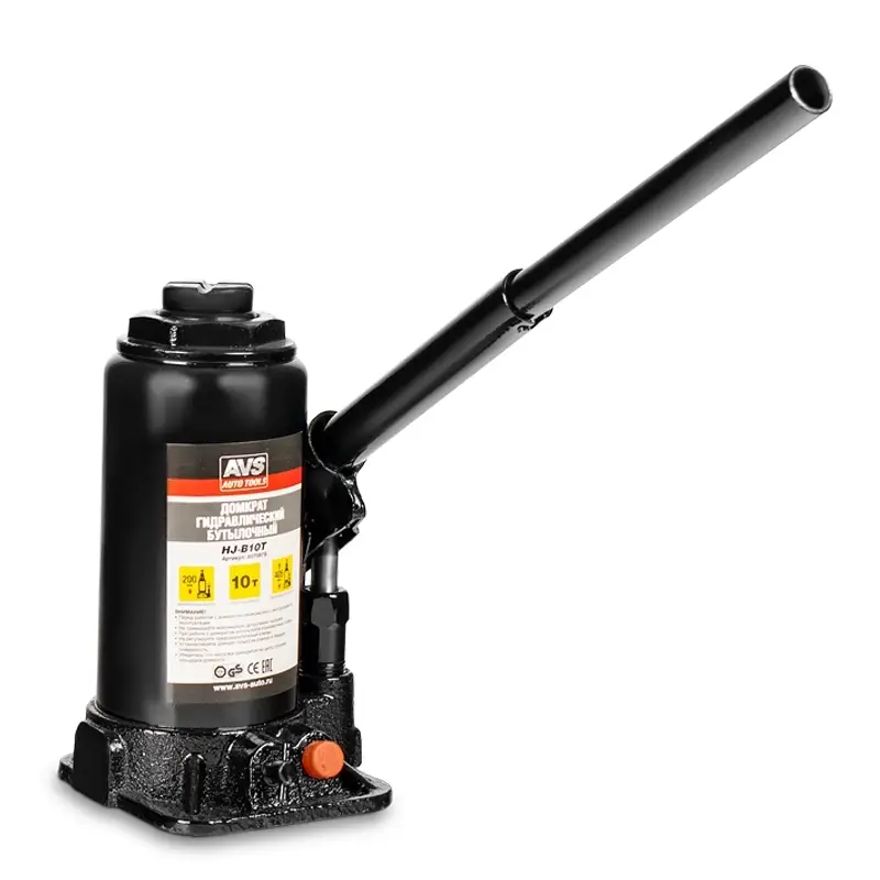 Домкрат гидравлический AVS HJ-B10T, 10т, 200-405мм. с клапаном (сумка, ремкомплект)