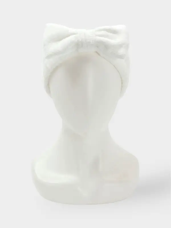 Повязка для умывания "Бантик", микрофибра, цвет белый