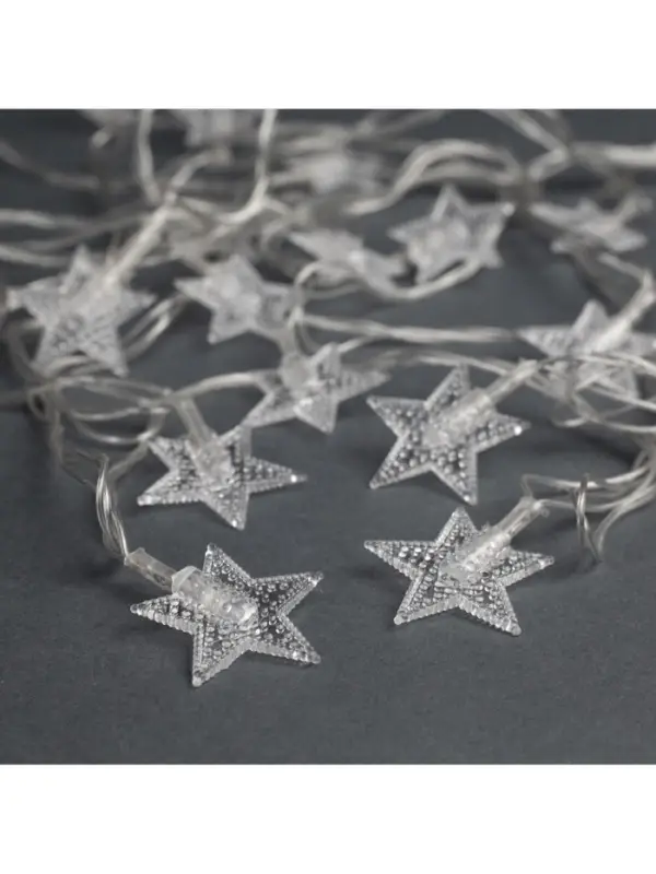 Гирлянда &laquo;Нить&raquo; 5 м с насадками &laquo;Звезда в крапинку&raquo;, IP20, прозрачная нить, 20 LED, свечение мульти (RG/RB), мигание, 220 В