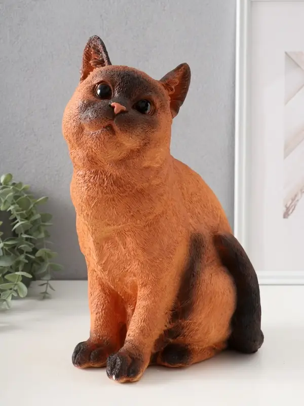 Фигурка (гипс) Кошка Сиамская окраска. Высота 31,5 см, Ширина 16 см, Длина 24 см.