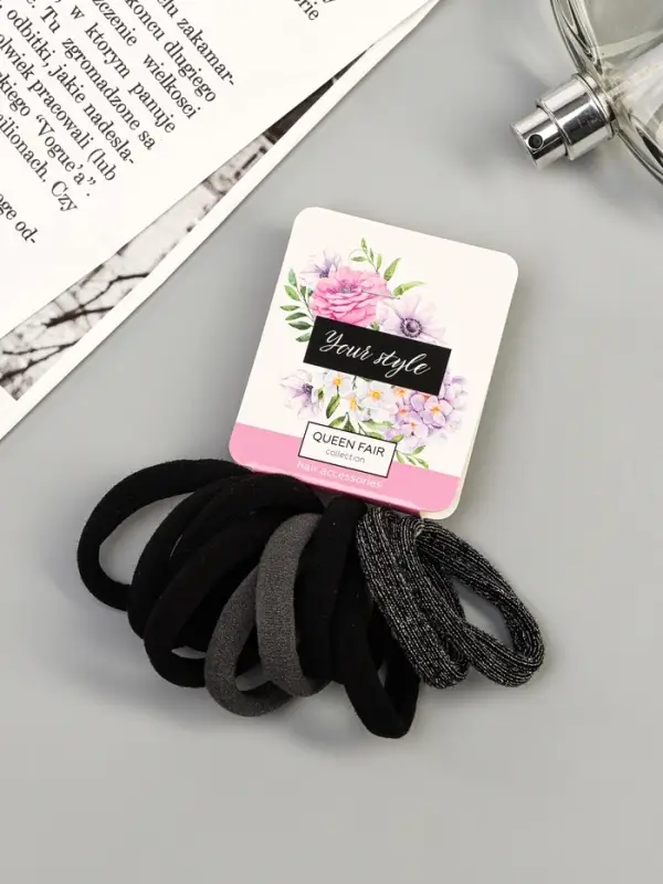 Резинки для волос &laquo;Синди&raquo;, набор 10 шт., туман, 4.5 см, серо-чёрные