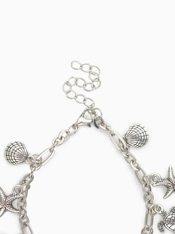 Браслет на ногу с подвесками &laquo;QF. Морские знаки&raquo;, L=22 см, цвет серебро