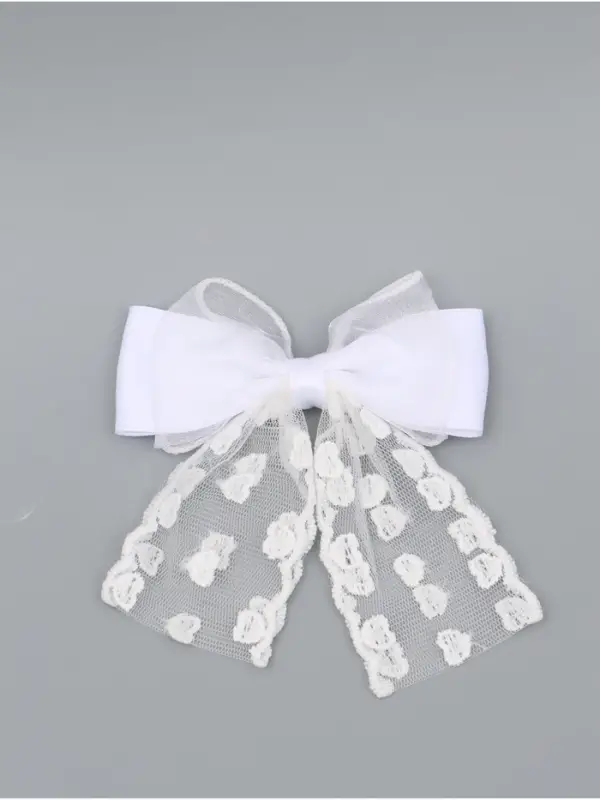 Бант для волос на заколке с лентами «Сердечки», белый, Принцессы Бант для волос на заколке с лентами «Сердечки», белый, Принцессы