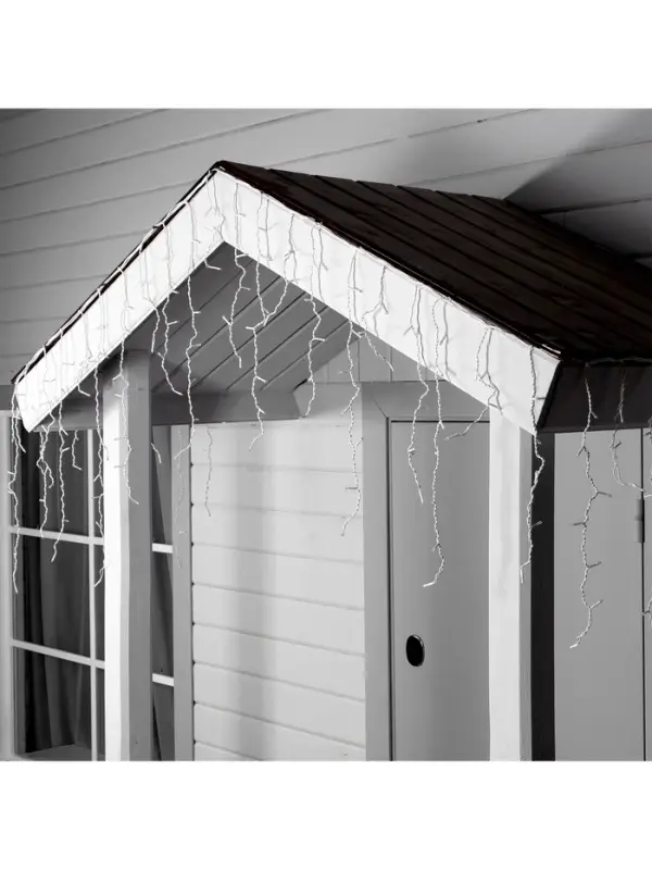 Гирлянда &laquo;Бахрома&raquo; 3&times;0.6 м, IP44, УМС, белая нить, 160 LED, свечение синее, мерцание белым, 220 В