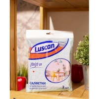 Салфетки хозяйственные Luscan из микрофибры универс 300г/м2 30х30см 3шт/уп