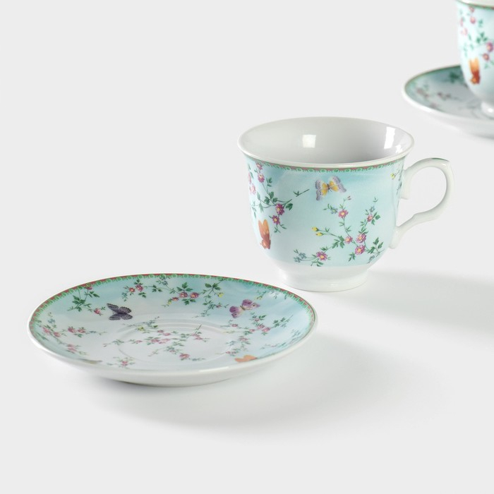 Набор чайный керамический Доляна «Пелагея», 4 предмета: 2 чашки 220 мл, 2 блюдца d=14 см Набор чайный керамический Доляна «Пелагея», 4 предмета: 2 чашки 220 мл, 2 блюдца d=14 см