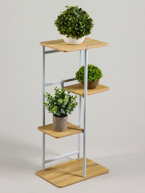 Подставка для цветов Greengo, 4 полки, 36 × 23 × 74 см, напольная, каркас металл, полки МДФ, белая Подставка для цветов Greengo, 4 полки, 36 × 23 × 74 см, напольная, каркас металл, полки МДФ, белая