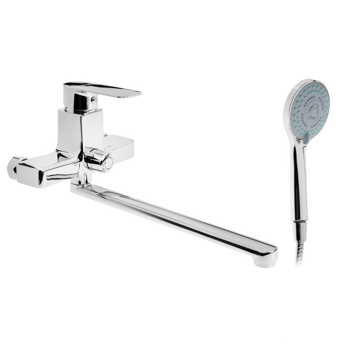 Смеситель для ванны ZEIN Z3845, однорычажный, излив 30 см, душевой набор, лейка 5 реж, хром   993215 Смеситель для ванны ZEIN Z3845, однорычажный, излив 30 см, душевой набор, лейка 5 реж, хром   993215