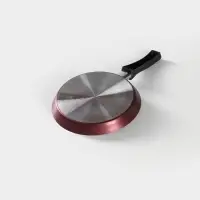 Сковорода блинная &laquo;Хит&raquo;, d=18 см, пластиковая ручка, антипригарное покрытие, алюминий, бордовая