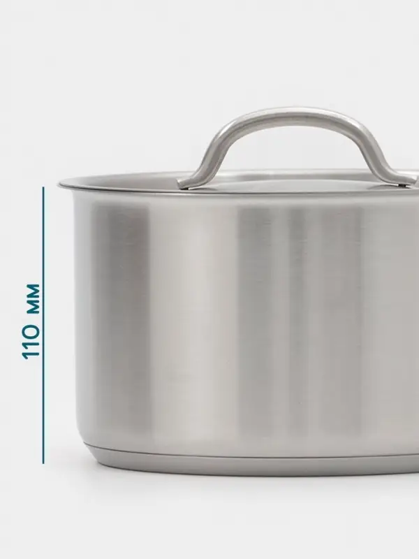 Ковш Hanna Kn&ouml;vell, 2.8 л, d=18, h=11 см, с крышкой, толщина стенки 0.8 мм, индукция, нержавеющая сталь