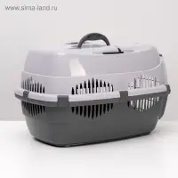 Переноска для животных до 12 кг &laquo;Пижон&raquo;, 49&times;33&times;32 см, металлическая дверь, пластик, серая