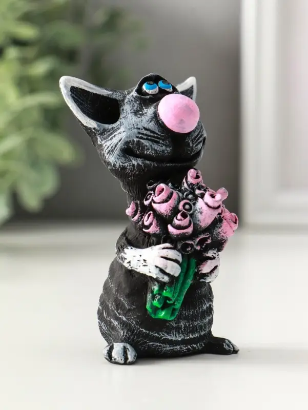 Фигурка полистоун &laquo;Кот с цветами&raquo;, 8 см
