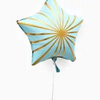 Воздушный шар фольгированный 18" звезда "Грани" цвет голубой сатин, набор 5 штук