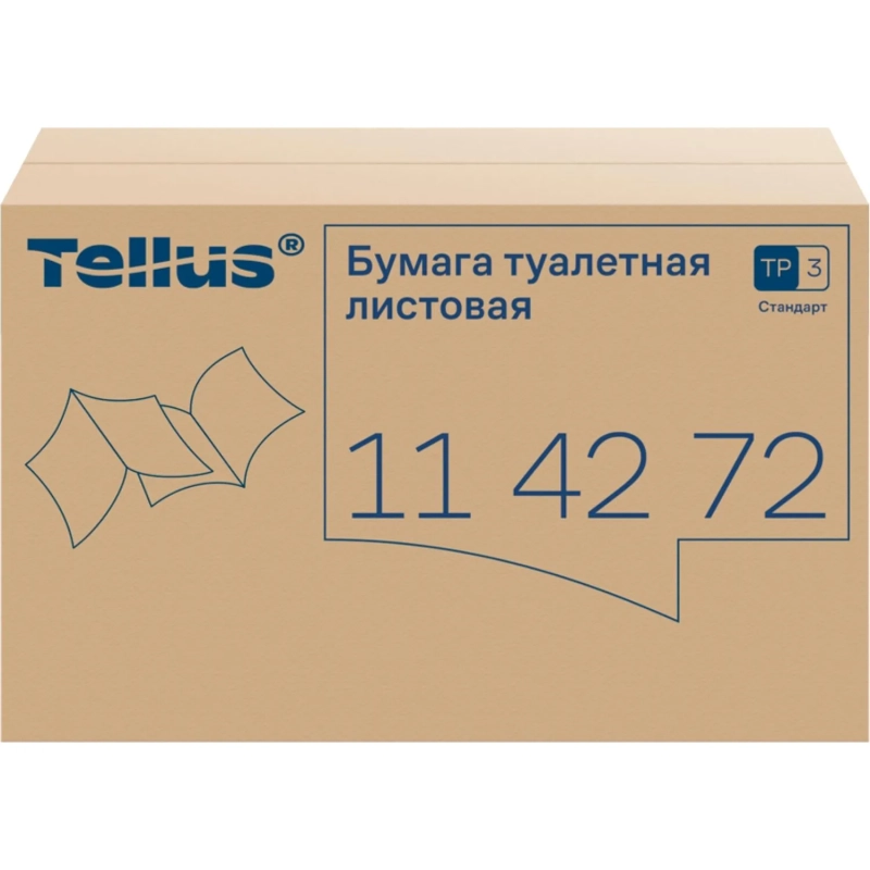 Бумага туалетная листовая д/дисп Торк/Tellus ТЗ 1сл 250л 40 пач/уп_114272