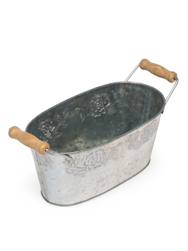 Кашпо с деревянными ручками "Бонсай Альва" 21х12х10см, овальный