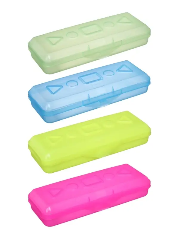 Пенал - футляр Calligrata &laquo;Школьный&raquo;, 80&times;205&times;38 мм, полупрозрачный. пластиковый, МИКС