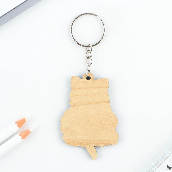 Брелок для ключей деревянный аниме  Брелок для ключей деревянный аниме "Девочка-котенок" 4 х 6 см