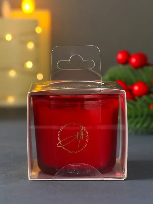 Свеча ароматическая новогодняя "Пряный апельсин" в стакане, 60 гр,
