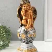Фигура гипс &laquo;Ангел на шаре&raquo;, под бронзу, 37&times;13&times;13 см